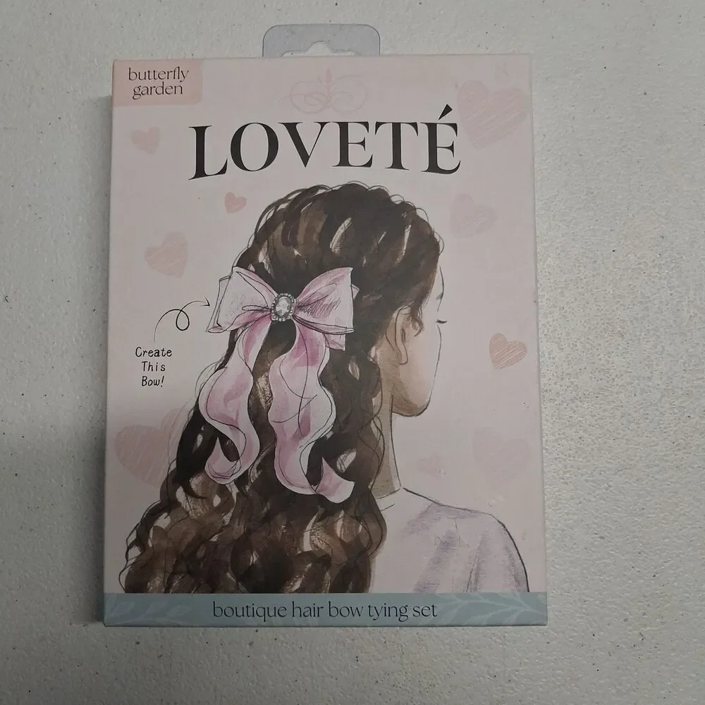 LOVETÉ Butterfly Garden Boutique Pink Bow Hair Bow Tying Set for Girls One Size